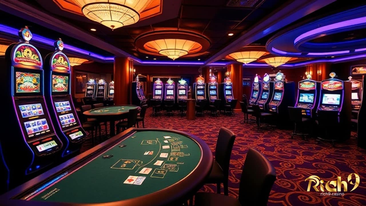 slot machine and baccarat tables