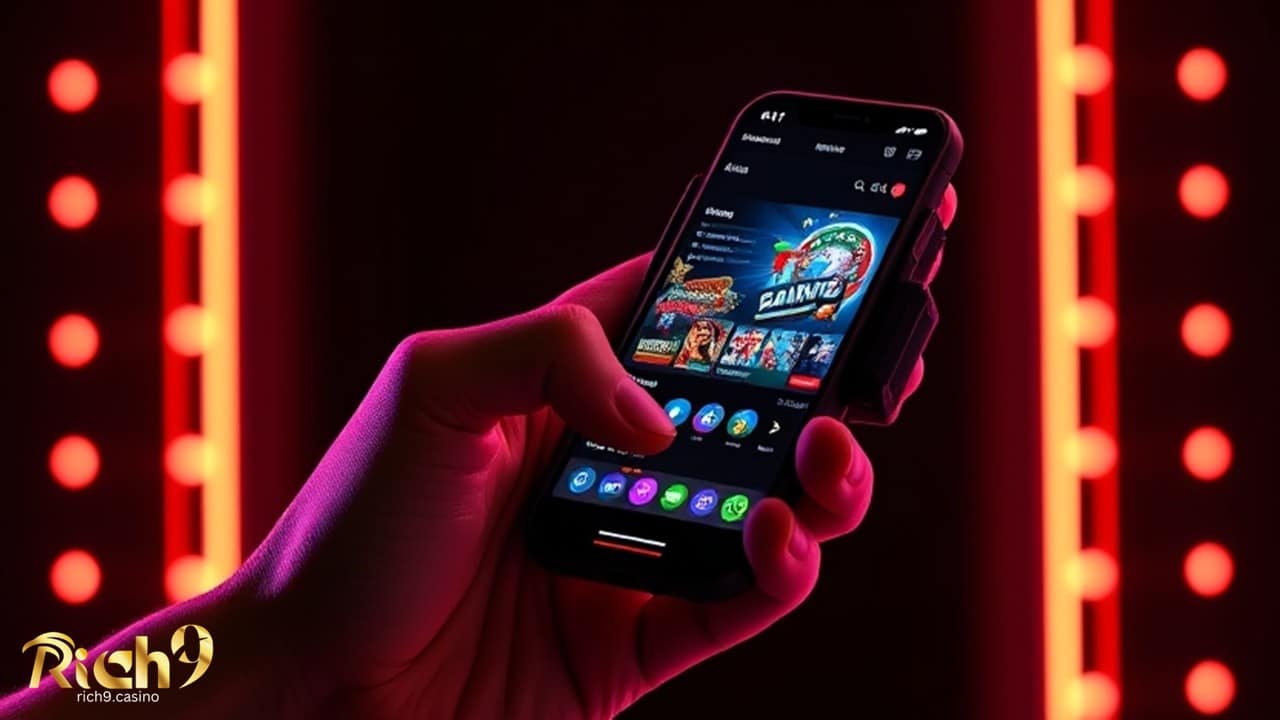 a hands holding a phone the display online casino site